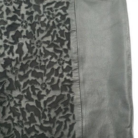 VAKKO Black Lamb Leather Dress With Lace Insert Front Panel - Picture 7 of 13